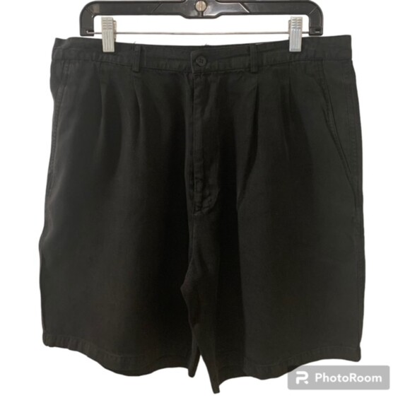 Green Mens Black Pleated Front Pockets 100% Silk Golf Shorts Athleisure Sz XL - Picture 1 of 9